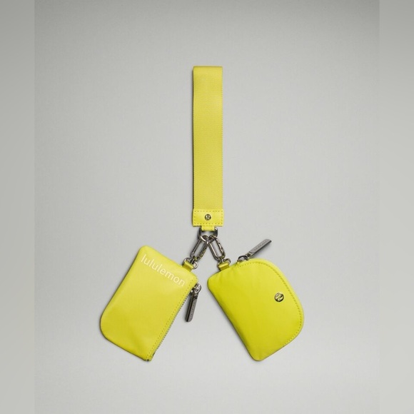 1&2Dual Pouch Wristlet - Yellow Serpentine Washed Yellow - Picture 1 of 6